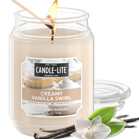Candle-lite Creamy Vanilla Swirl Scented Candle – 18oz Jar